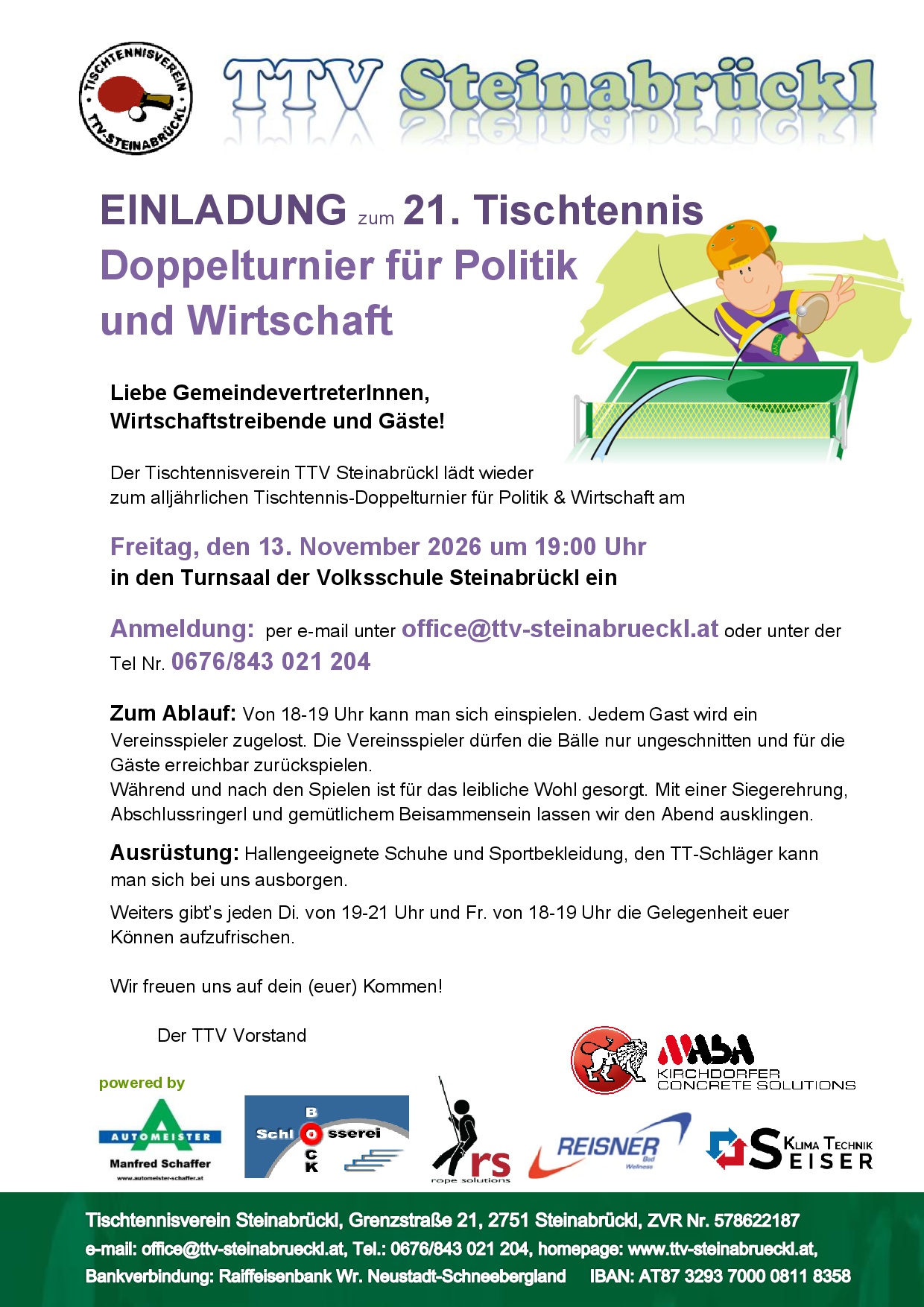 Einladung 21 Doppelturnier PW 2026